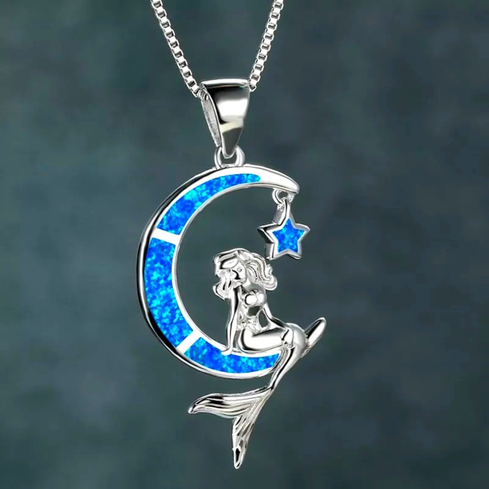 New Boho Mermaid Moon Necklace